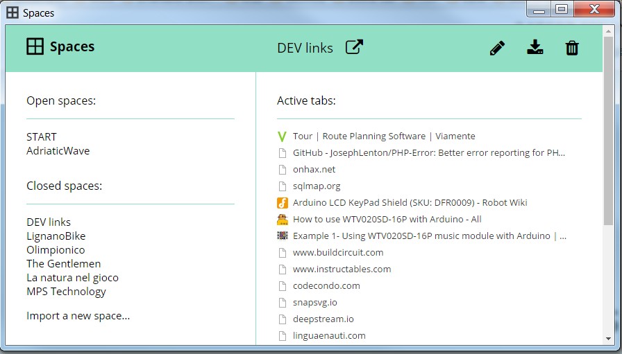 Spaces Google Chrome Extension